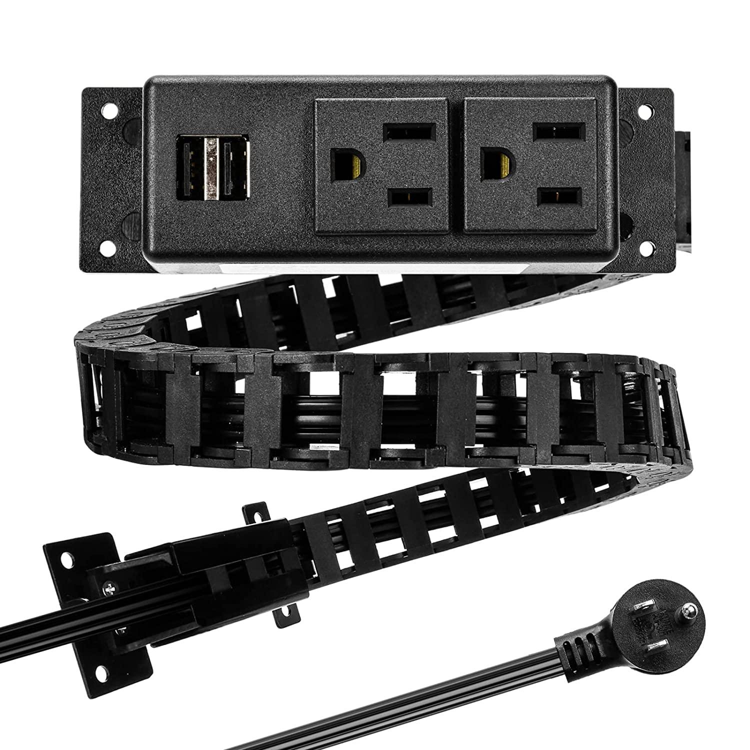Power Socket Drawer Briidea Drawer Outlet Kit with Two 15Amp AC Outlets, In-Drawer Outlet ...