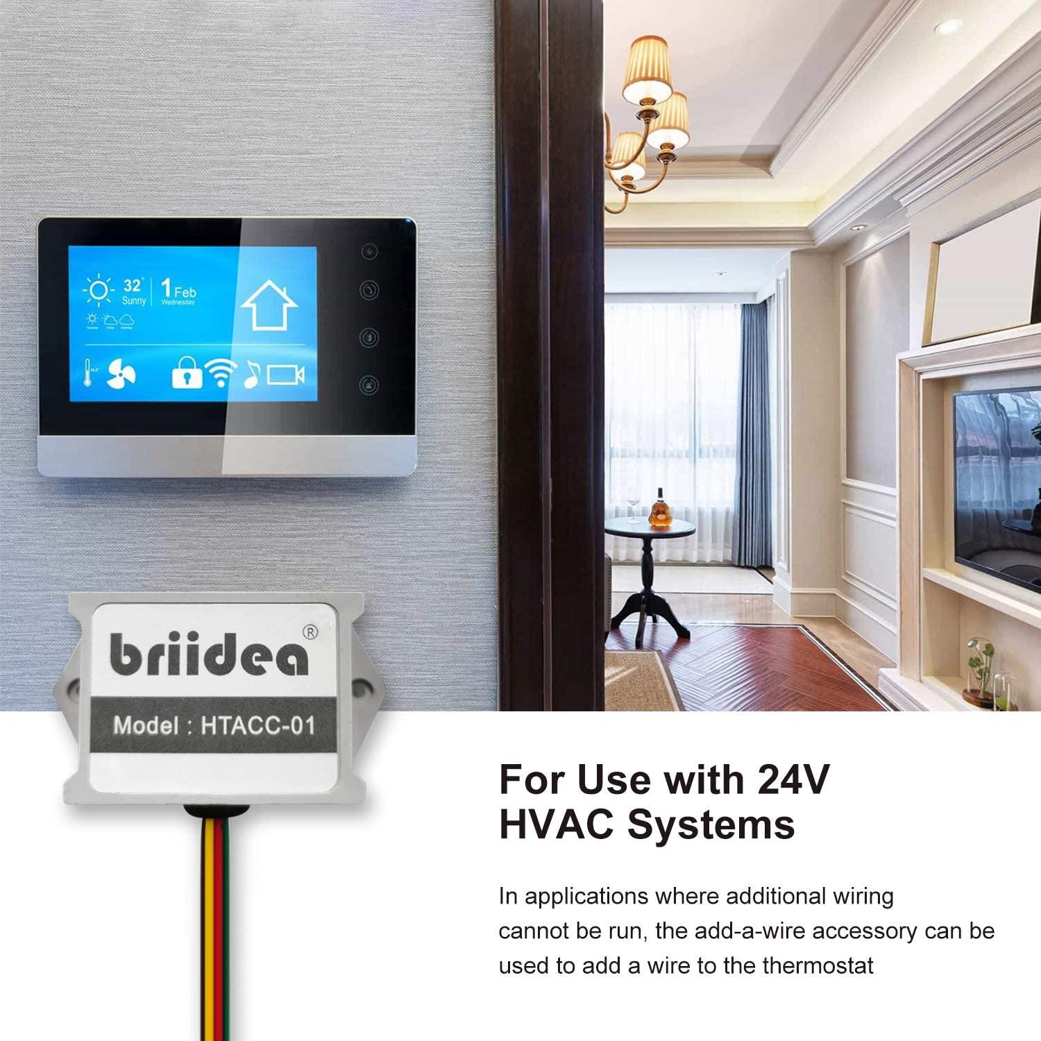 Add-A-Wire Accessory, Briidea Common Wire Kit for All 24VAC Thermostats (4 to 5 Wires), White