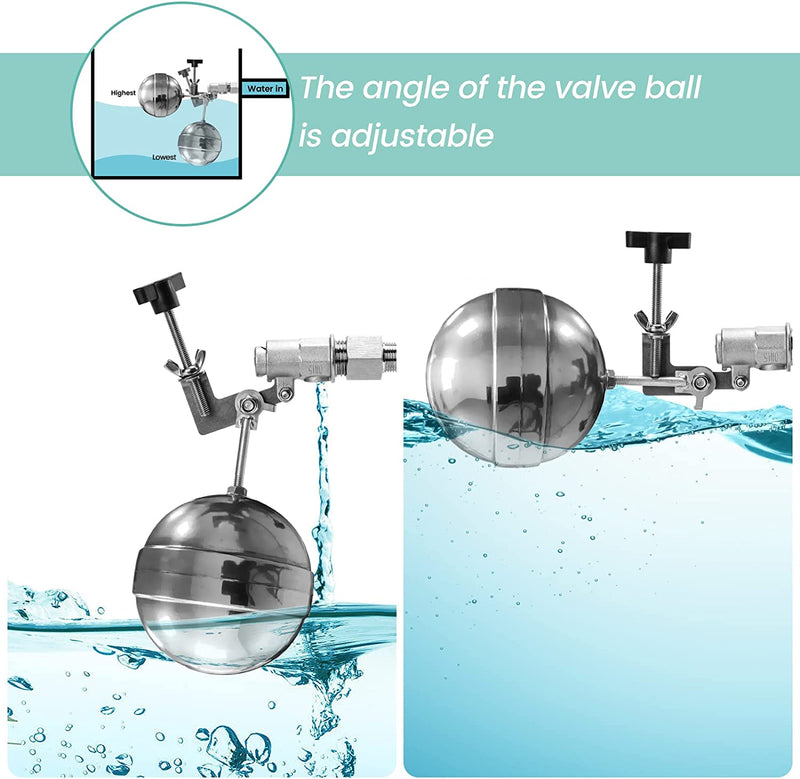 Pool Auto Fill Float Valve, Briidea Adjustable Screw Float
