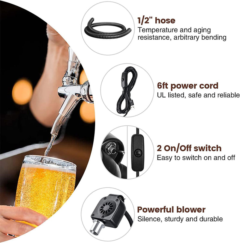 Beer Tower Cooler, briidea Kegerator Tower Cooler with 1/2'' hose and blower, 5V, Noise-free
