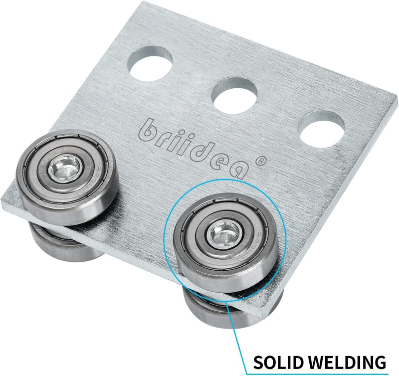 Briidea 4 Wheel Trolley Assembly Roller Trolley Firm Welding Compatible with Unistrut P1000, P1001, P5000, P5001, P5500, P5501 and All 1-5/8" Channel or Taller Strut Channel (Pack of 2)