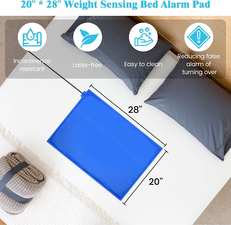 briidea Bed Alarms and Fall Prevention for Elderly with 20'' * 28'' Weight Sensing Bed Pad (Wireless Alarm Included)