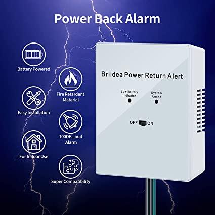 briidea Power Return Alarm, Utility Power Back on Alert for Generator, Loud Siren with LED Indicator
