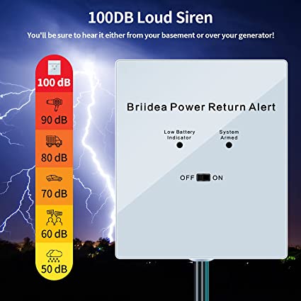 briidea Power Return Alarm, Utility Power Back on Alert for Generator, Loud Siren with LED Indicator