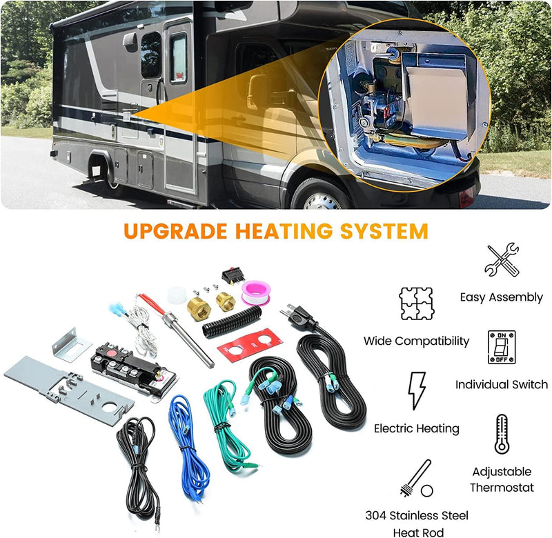 Briidea RV Electric Water Hybrid Heater Kits, Converts RV LP Gas Water