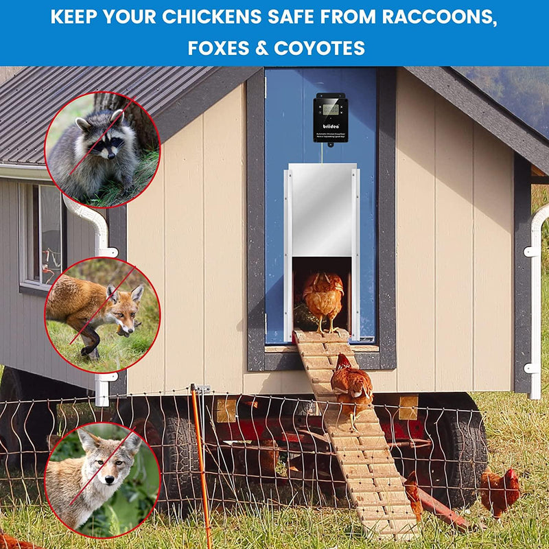 Automatic Chicken Coop Door, Briidea Waterproof Electric Auto Chicken Door Kit with Timer & Light Sensor, Battery Powered