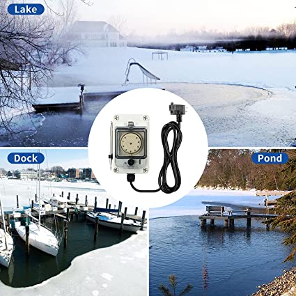 De-Icer Controller, Briidea De-Ice Control Box Automatically Turn On and Off Your 120V De-Icer, Adjustable Temperature Settings for Dock Pond Lake