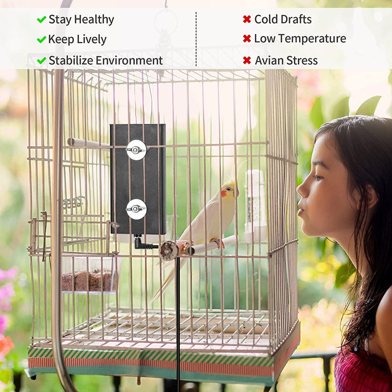 Bird Warmer for Cage, Briidea Newly Upgraded Bird Heater to Snuggle up for African Grey, Parakeets, Parrots, Small Birds, USB 5V