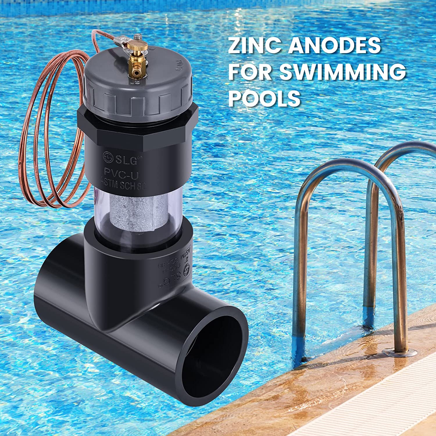 Salt Pool Anode briidea New Install 2'' Inline Zinc Anodes for Saltwater Pools, Swimmi