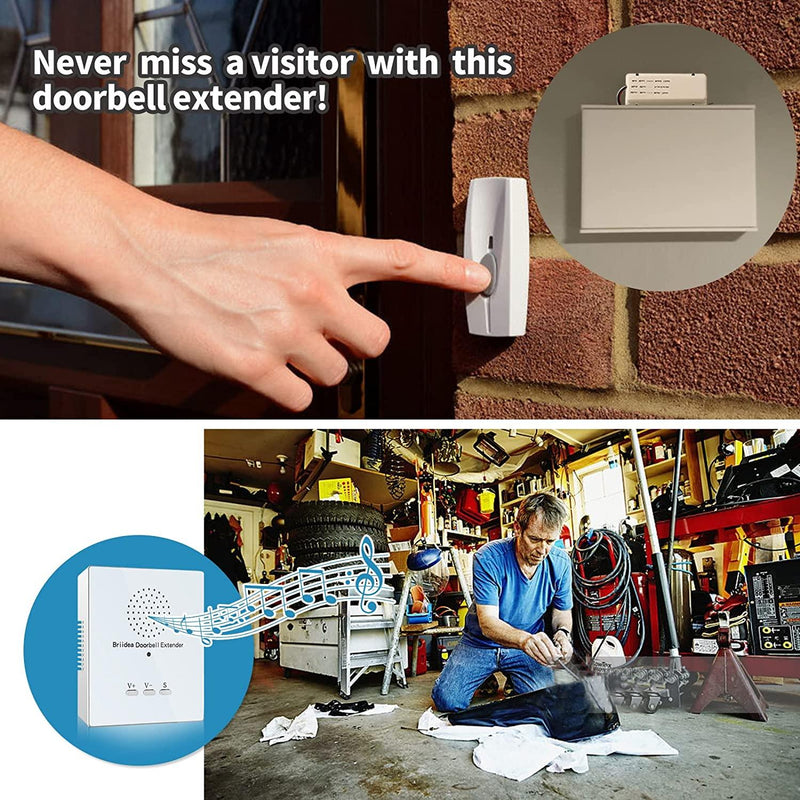 Doorbell Extender, Briidea Doorbell Extender for Wired Doorbell, Conve