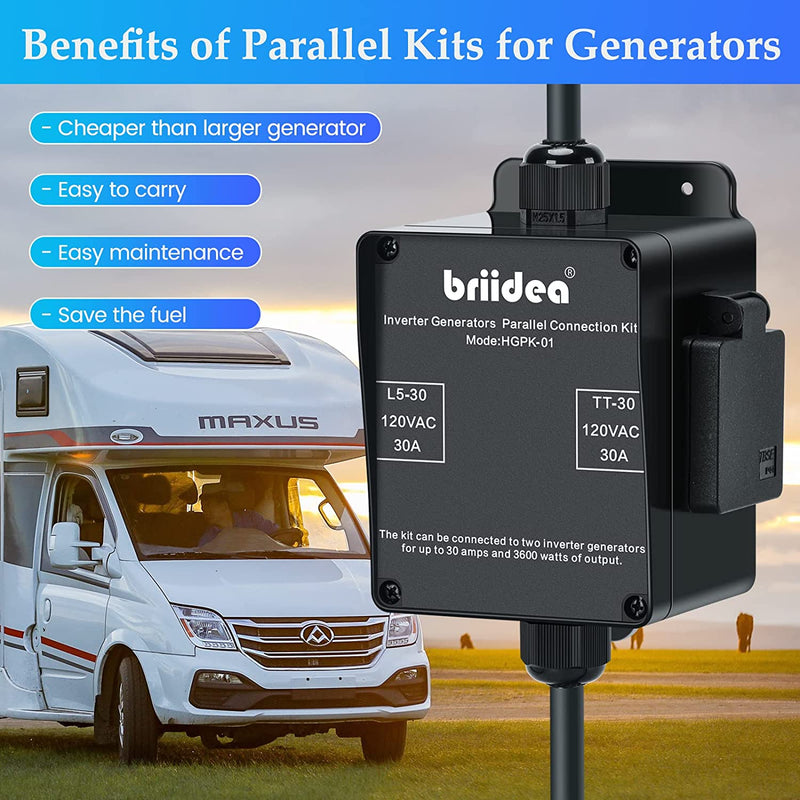 Briidea 30-AMP 3600-Watt Generator Parallel Kit for Inverter Generators, Compatible with WEN Generators, RV Ready