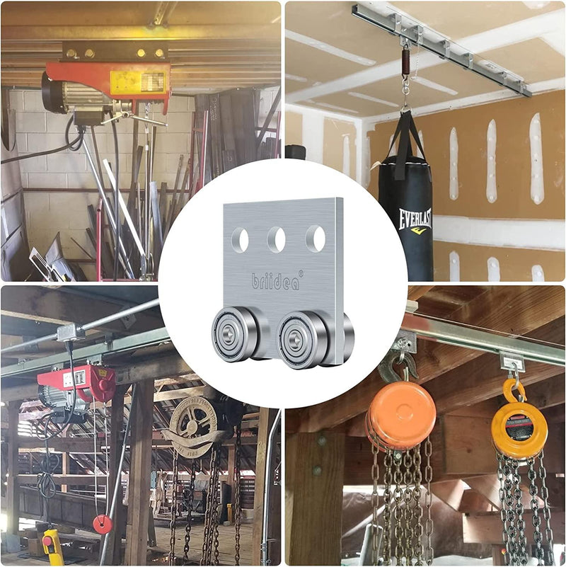 Briidea 4 Wheel Trolley Assembly Roller Trolley Firm Welding Compatible with Unistrut P1000, P1001, P5000, P5001, P5500, P5501 and All 1-5/8" Channel or Taller Strut Channel (Pack of 2)