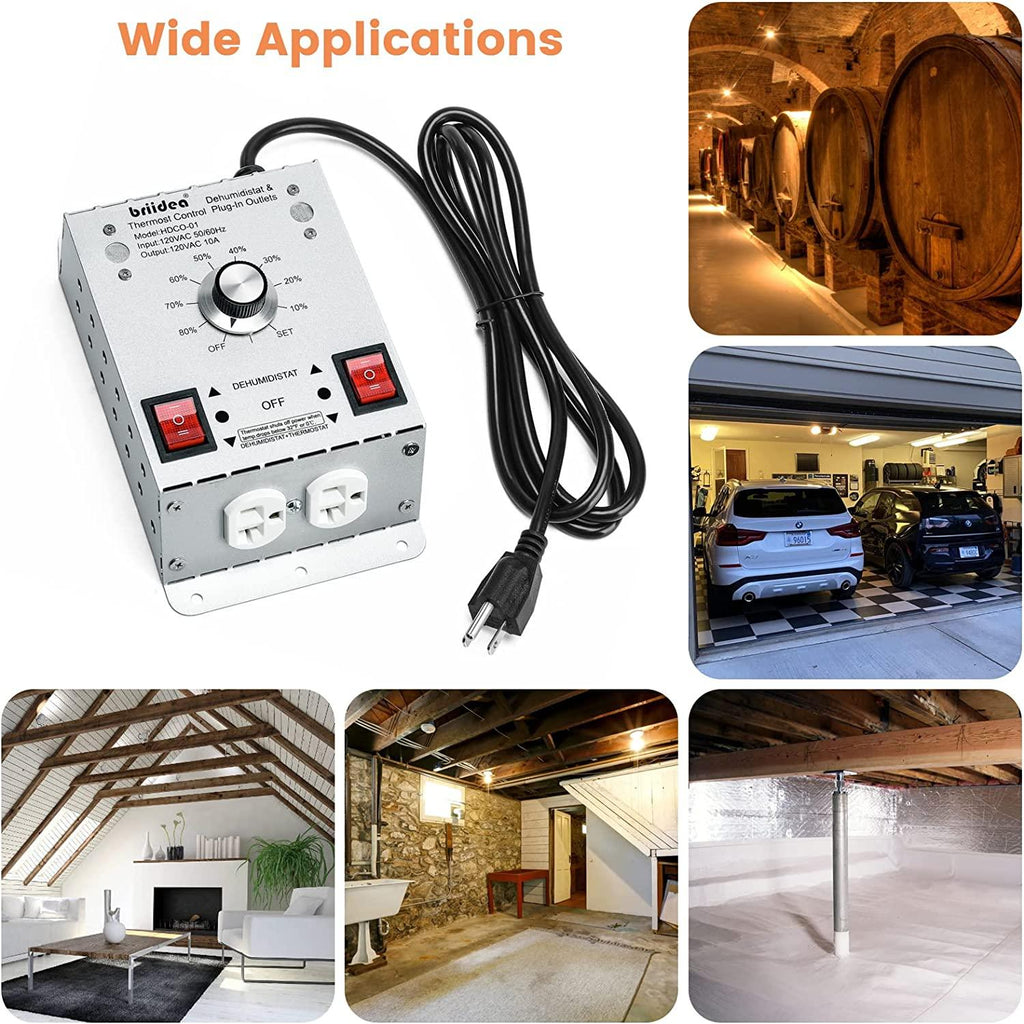 Crawl Space Humidistat Controller, Briidea Dehumidistat and Thermostat ...
