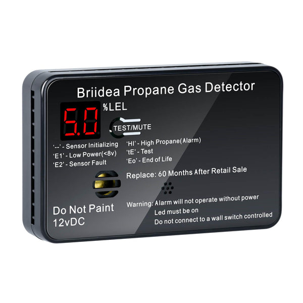 Briidea RV Propane Alarm, Propane Gas Detector with 85dB Loud Alarm, 12 VDC
