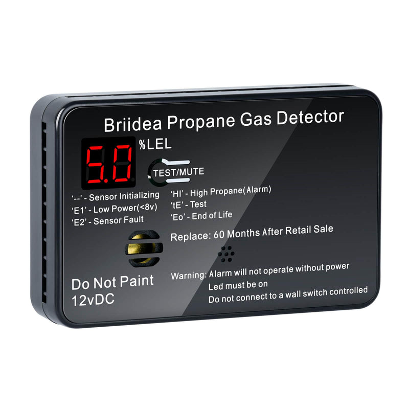Briidea RV Propane Alarm, Propane Gas Detector with 85dB Loud Alarm, 12 VDC